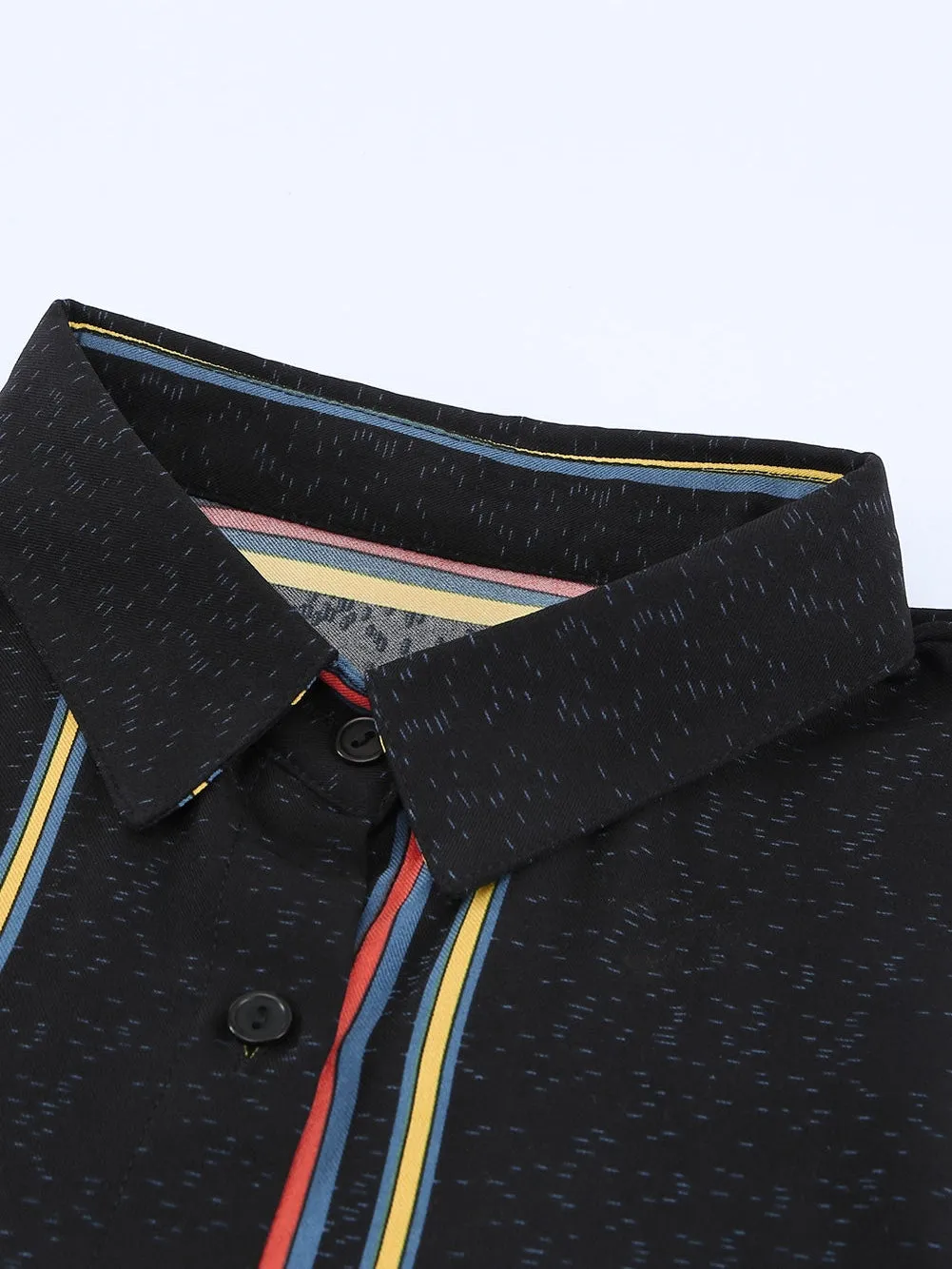 3/4 Sleeve Collared Striped Shirt