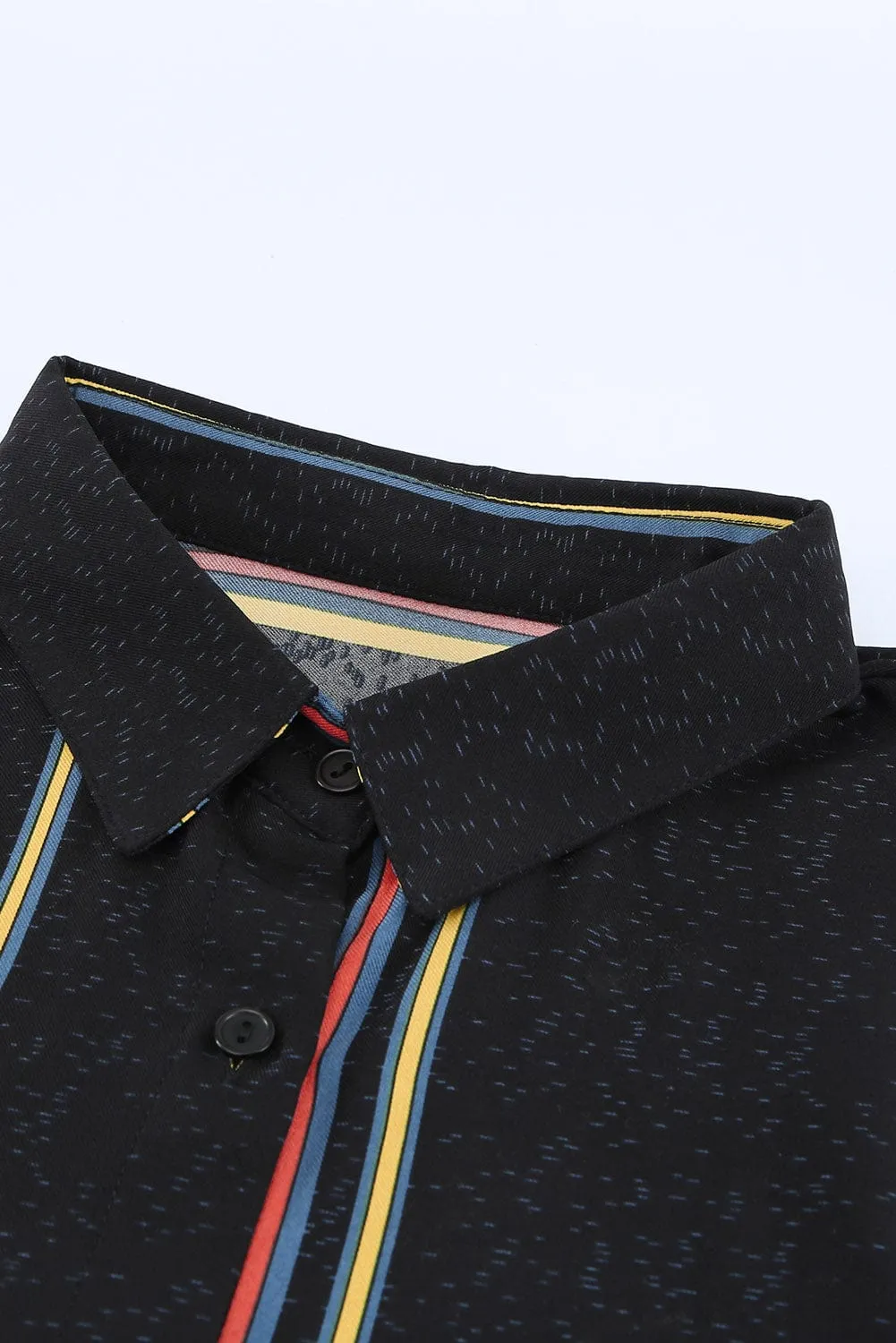 3/4 Sleeve Collared Striped Shirt