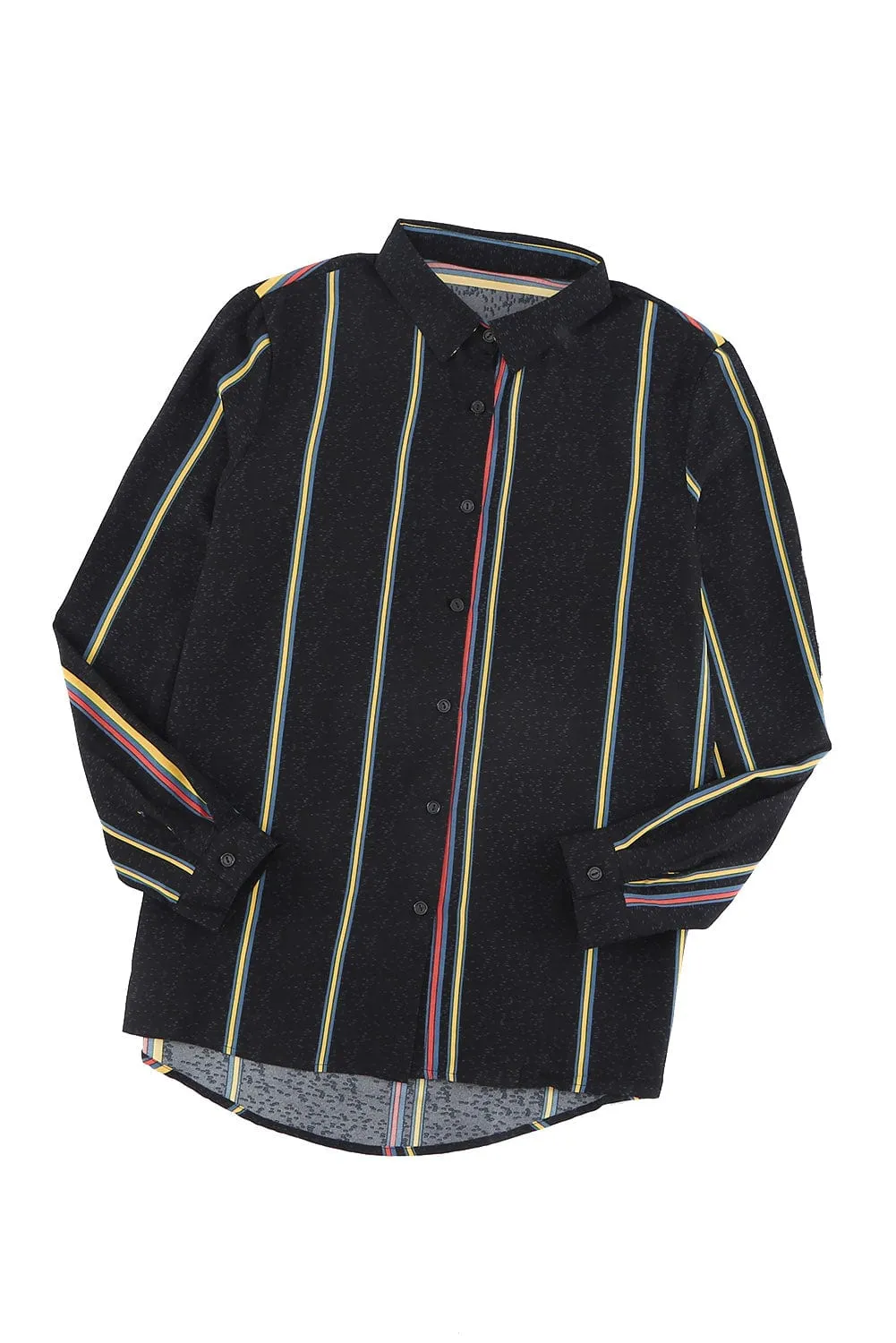 3/4 Sleeve Collared Striped Shirt