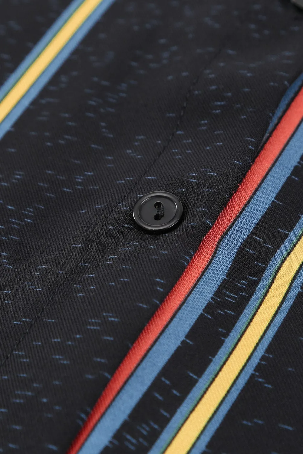 3/4 Sleeve Collared Striped Shirt