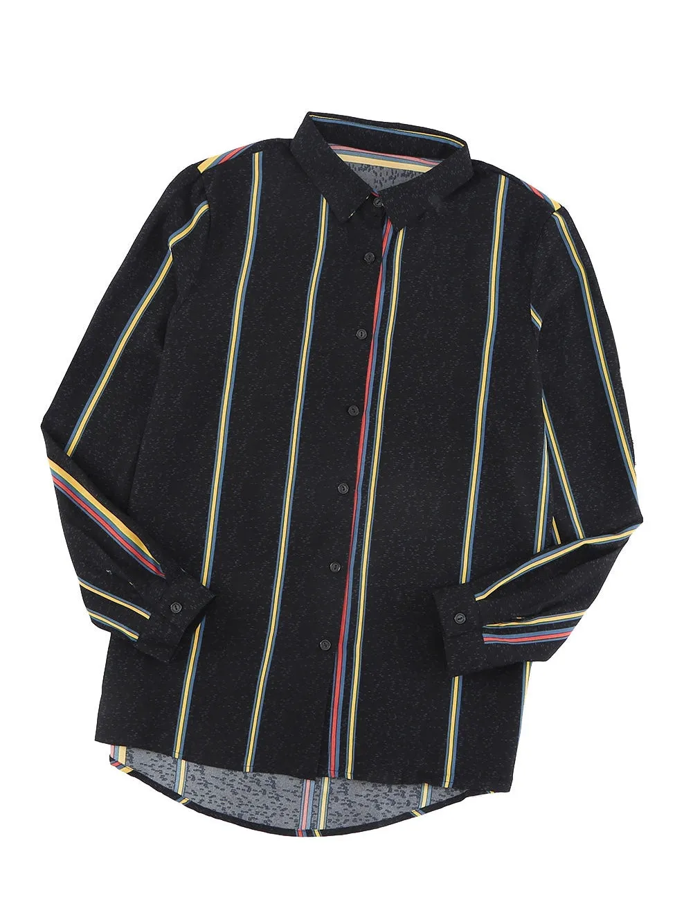 3/4 Sleeve Collared Striped Shirt