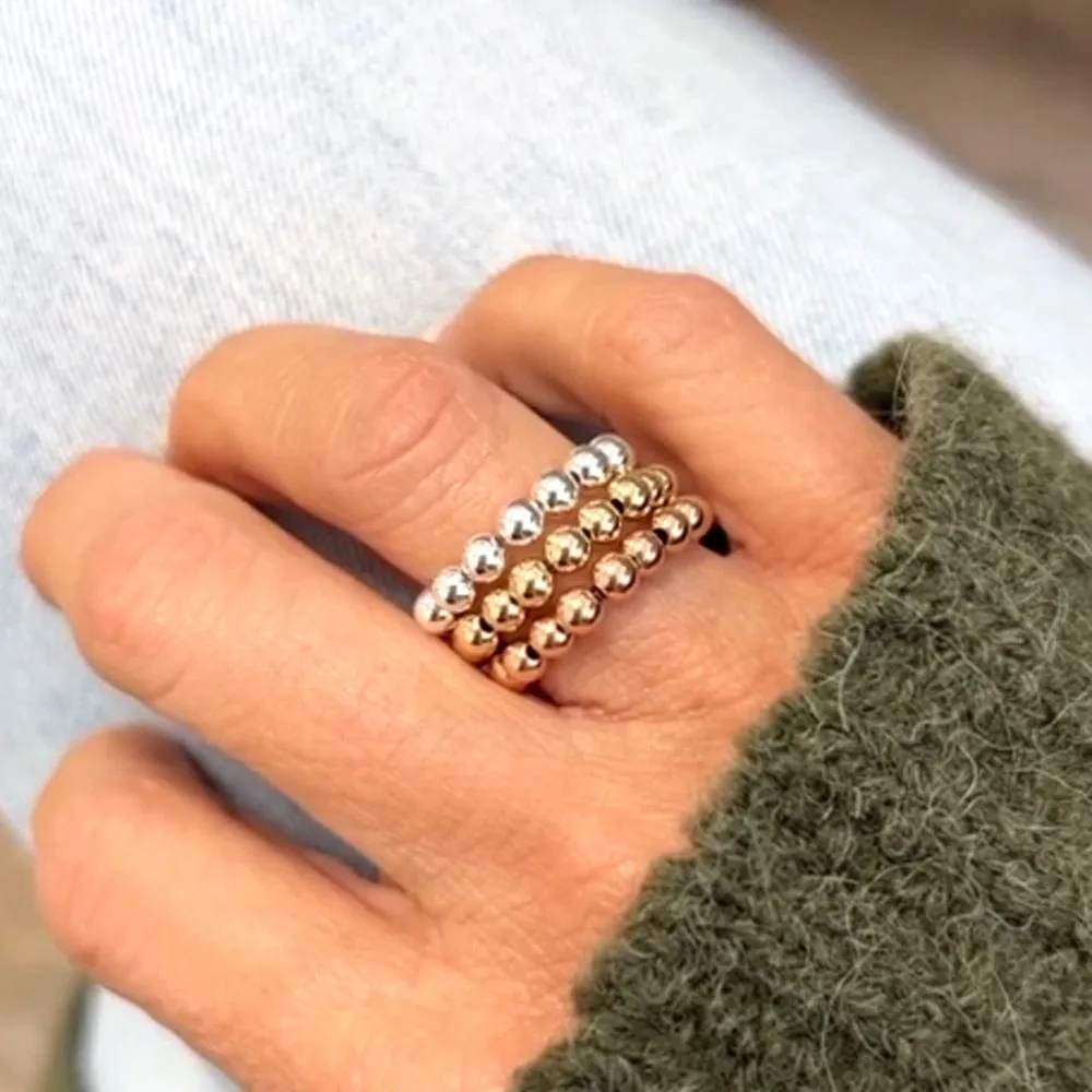 4mm Ring Stack 14k Rose Gold Filled, 14k Gold Filled & Sterling Silver