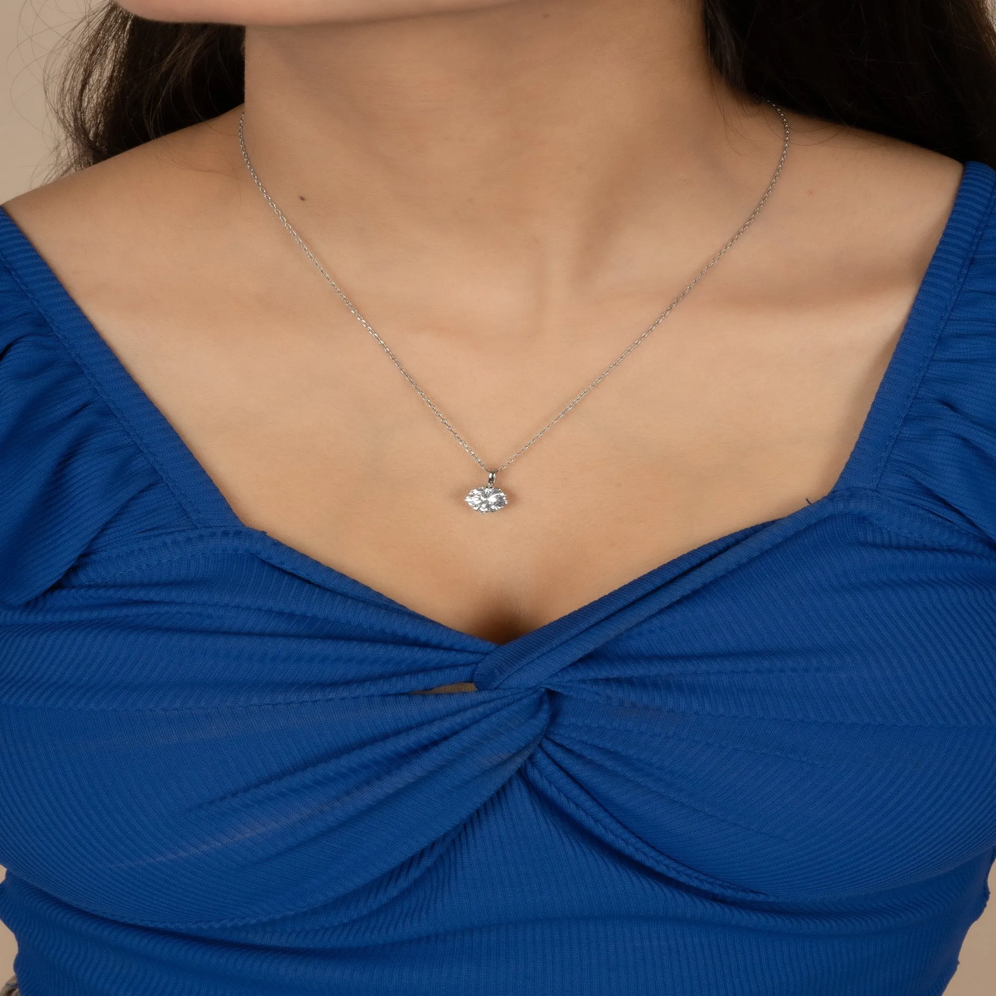 925 Sterling Silver  Round   Solitaire Pendant AUS-677