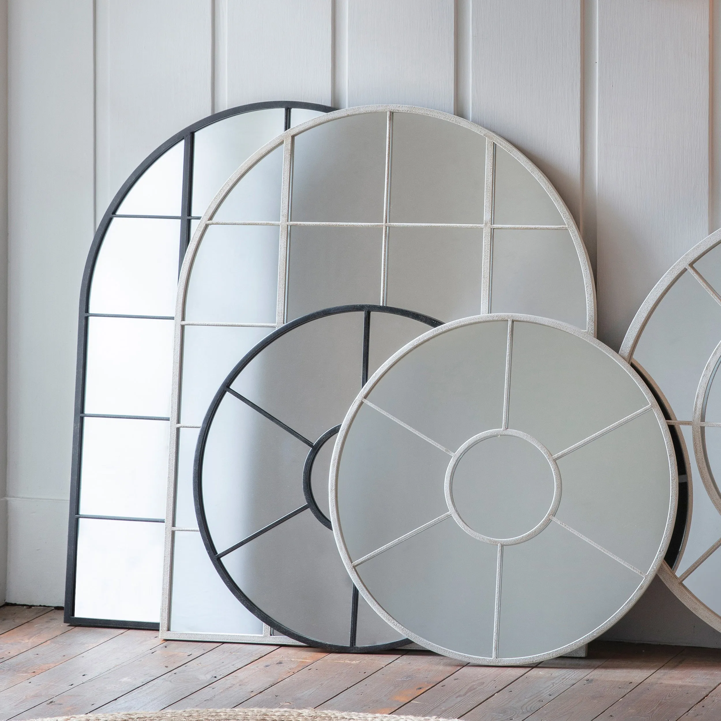 Amos Matt white arch window mirror