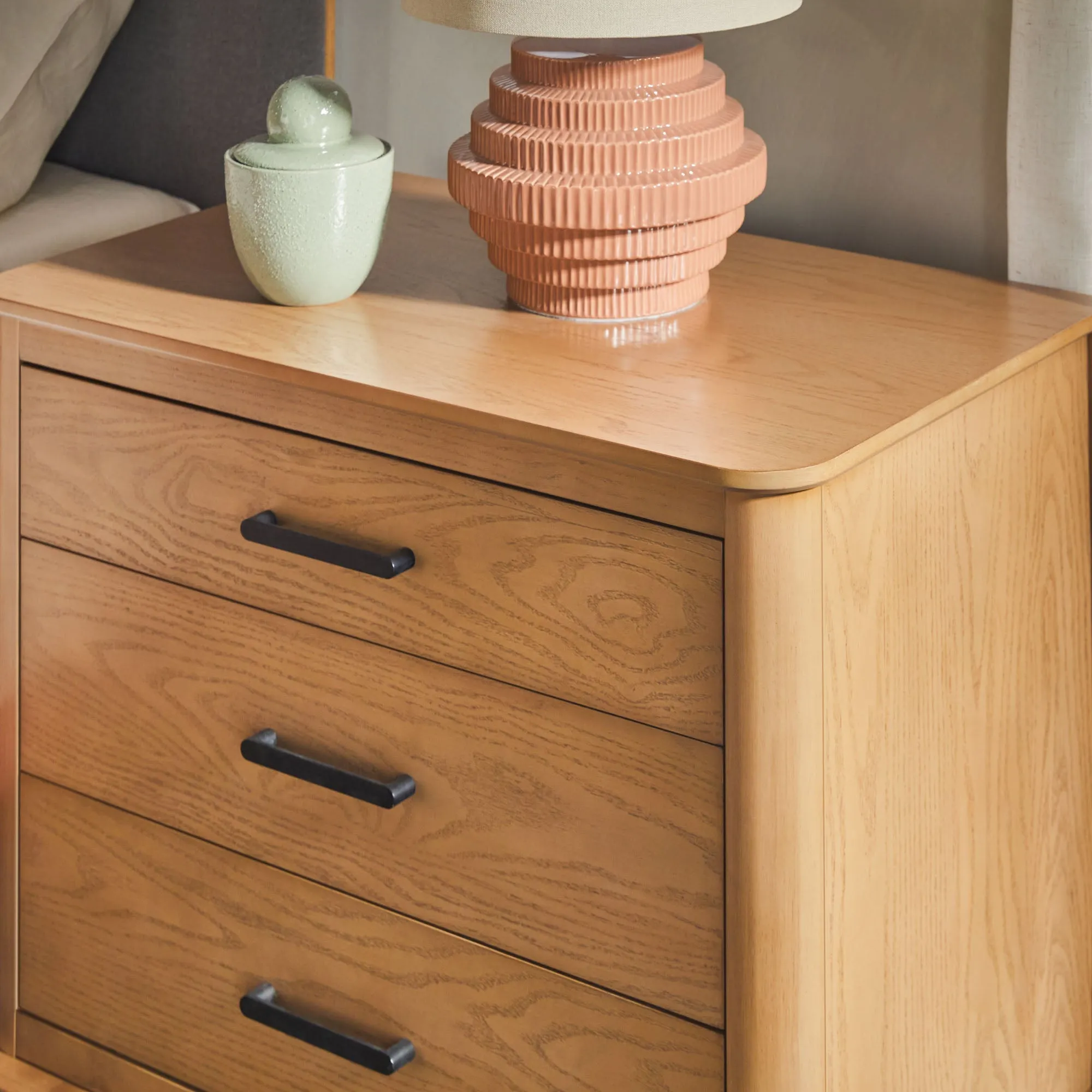 Annette Contemporary 3-Drawer Wood Nightstand