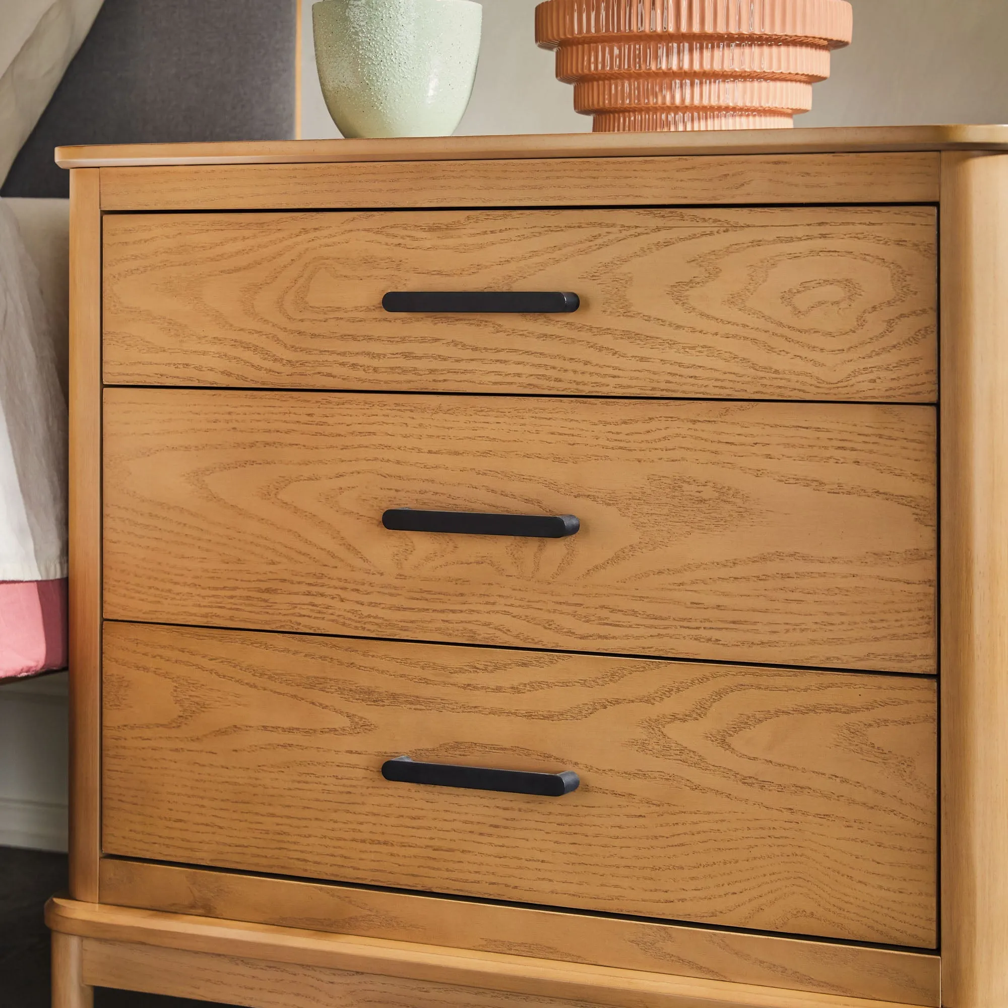 Annette Contemporary 3-Drawer Wood Nightstand