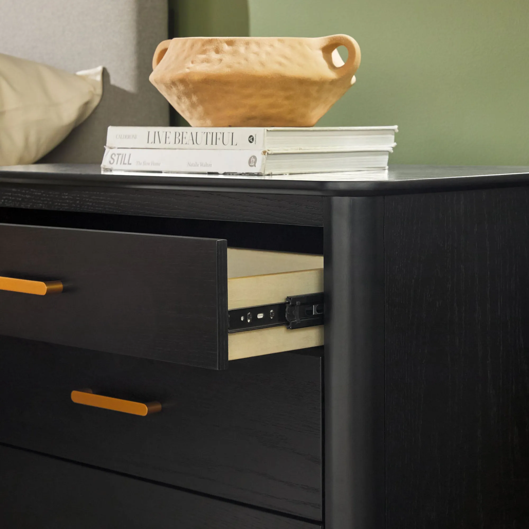 Annette Contemporary 3-Drawer Wood Nightstand