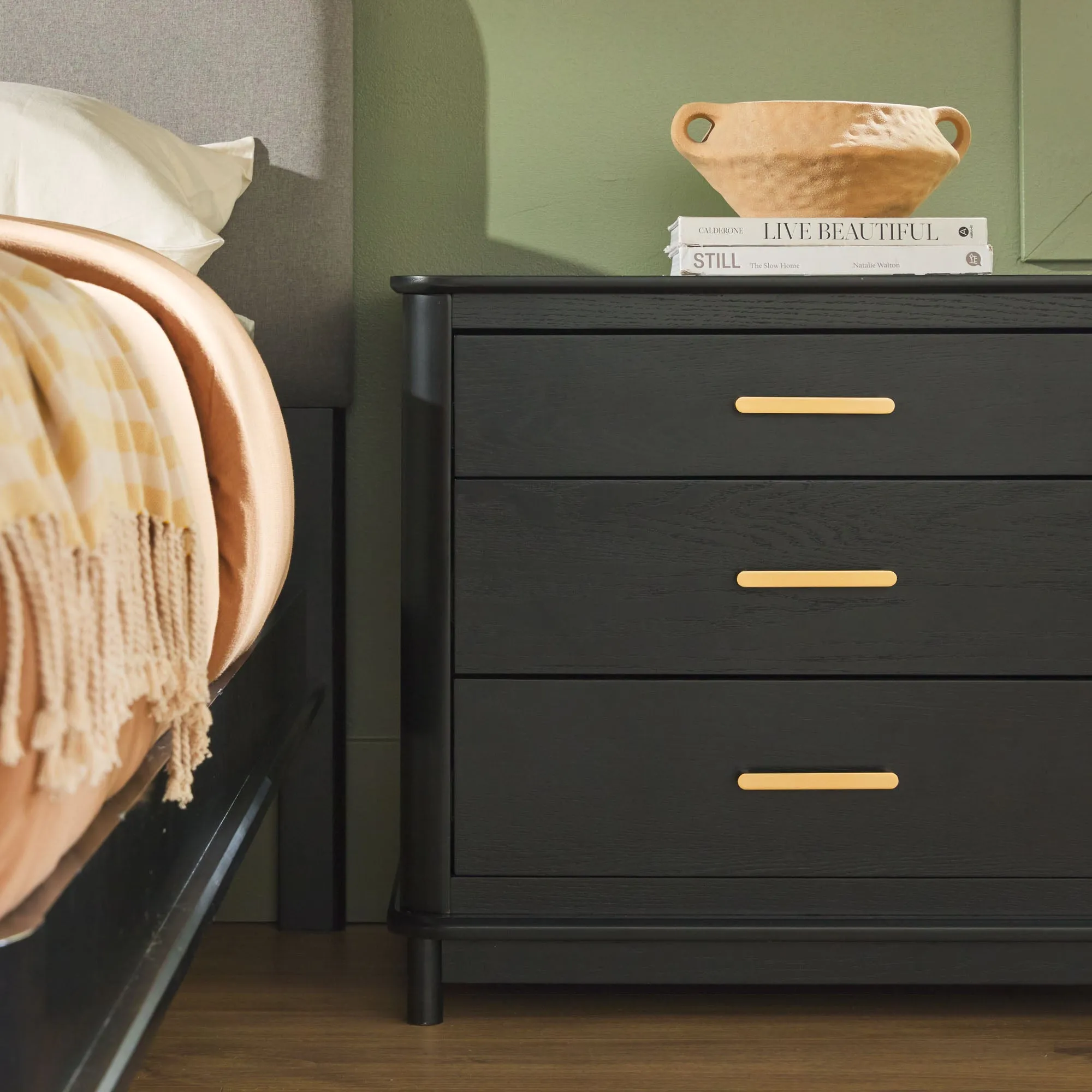 Annette Contemporary 3-Drawer Wood Nightstand