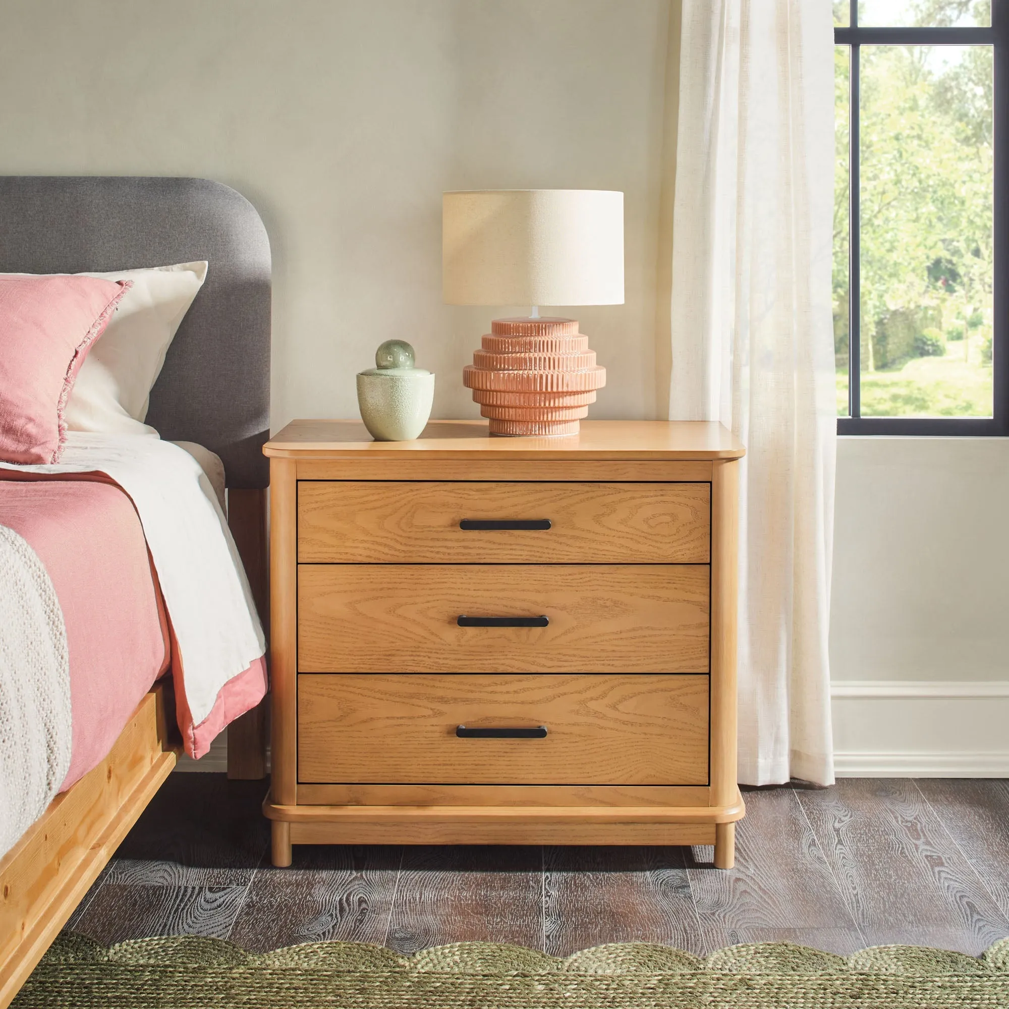 Annette Contemporary 3-Drawer Wood Nightstand