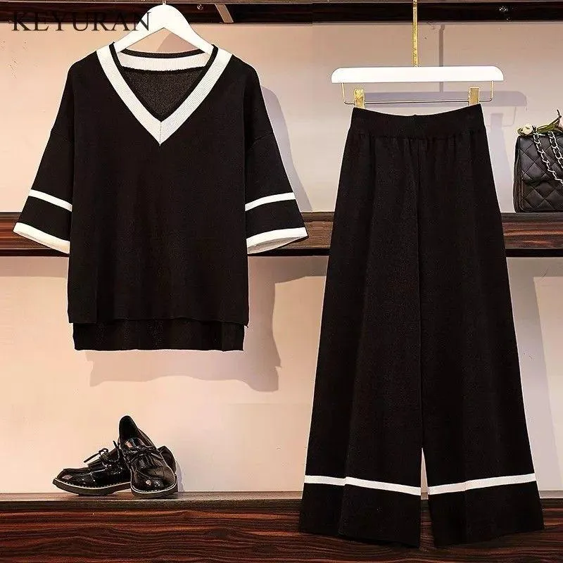 Black co ord set with white linning