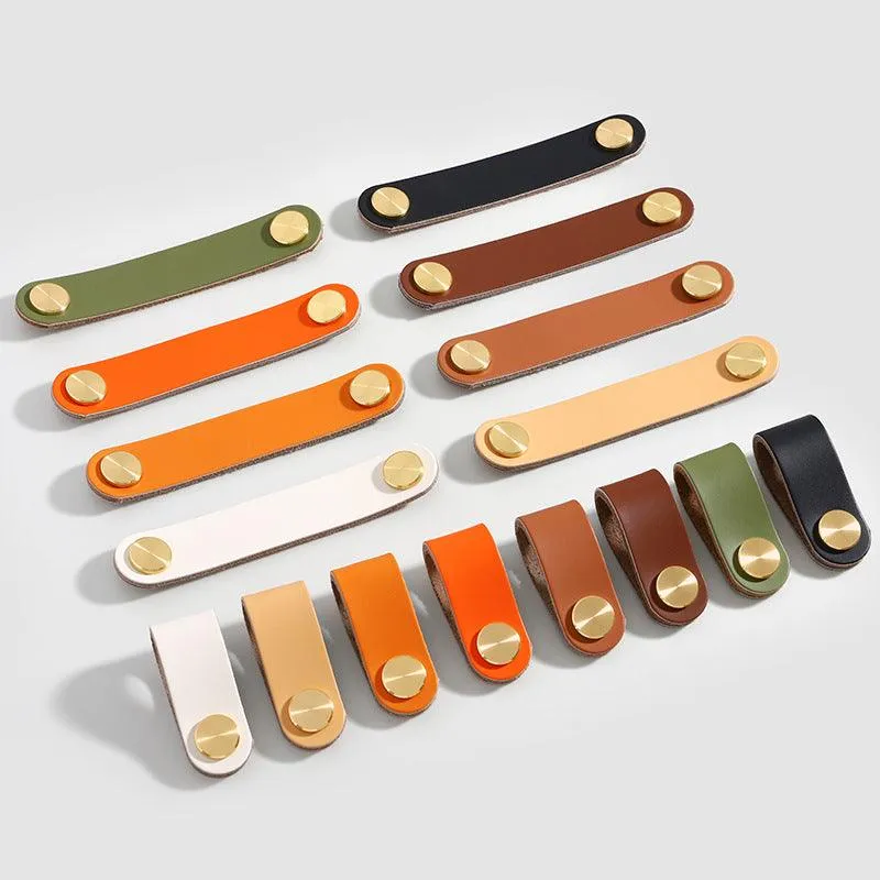 brass leather door handle