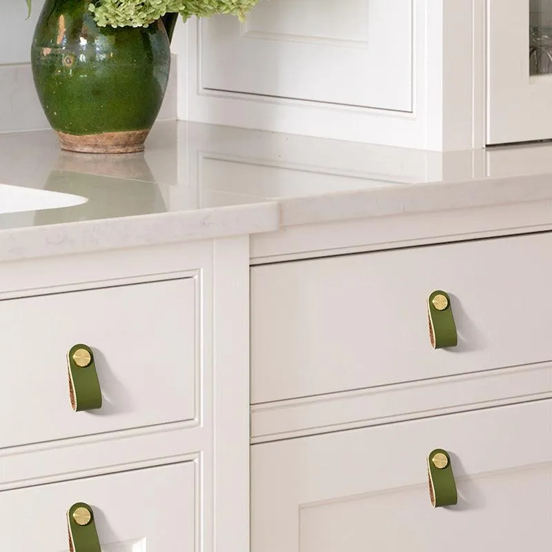 brass leather door handle