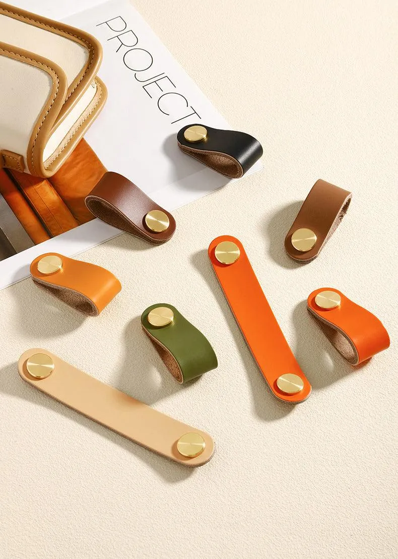 brass leather door handle