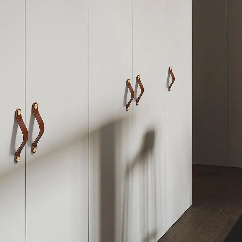 brass leather door handle
