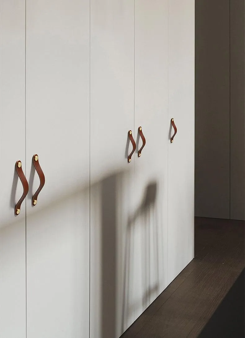 brass leather door handle