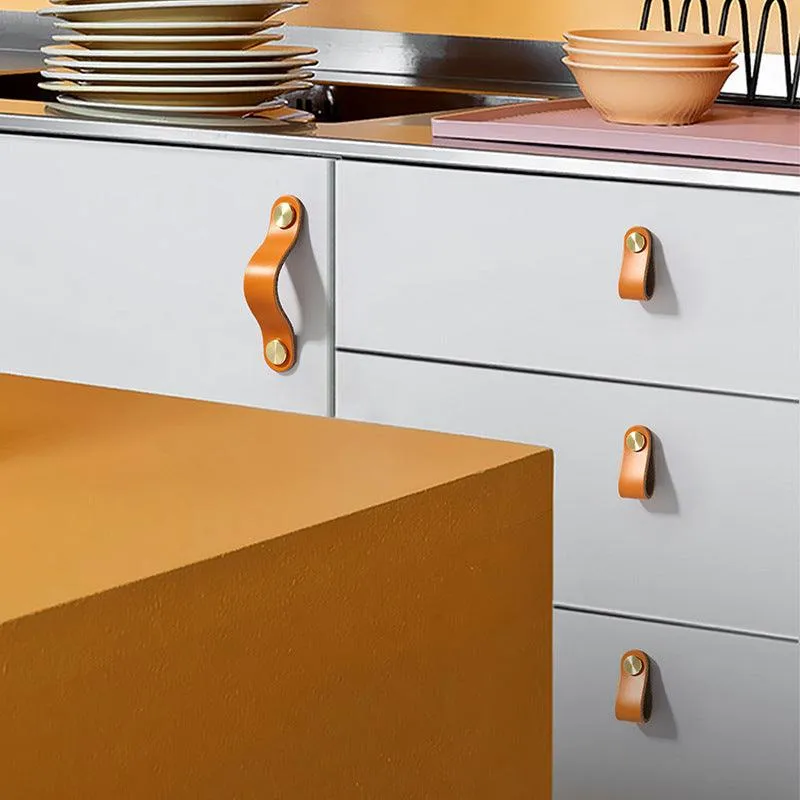 brass leather door handle