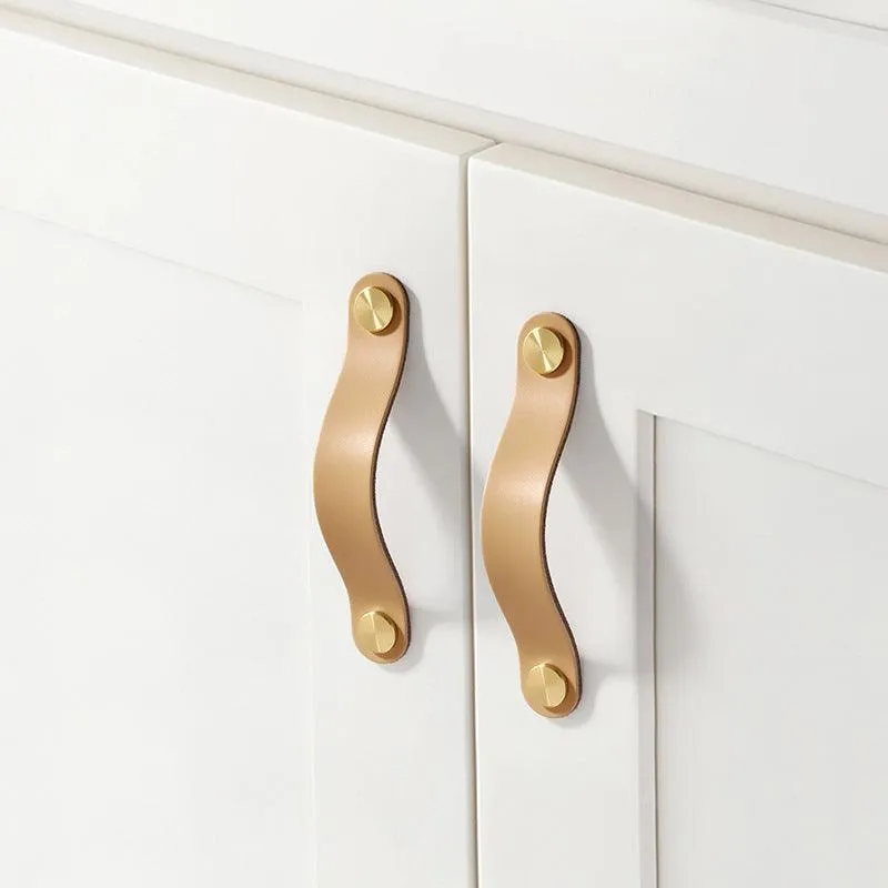 brass leather door handle