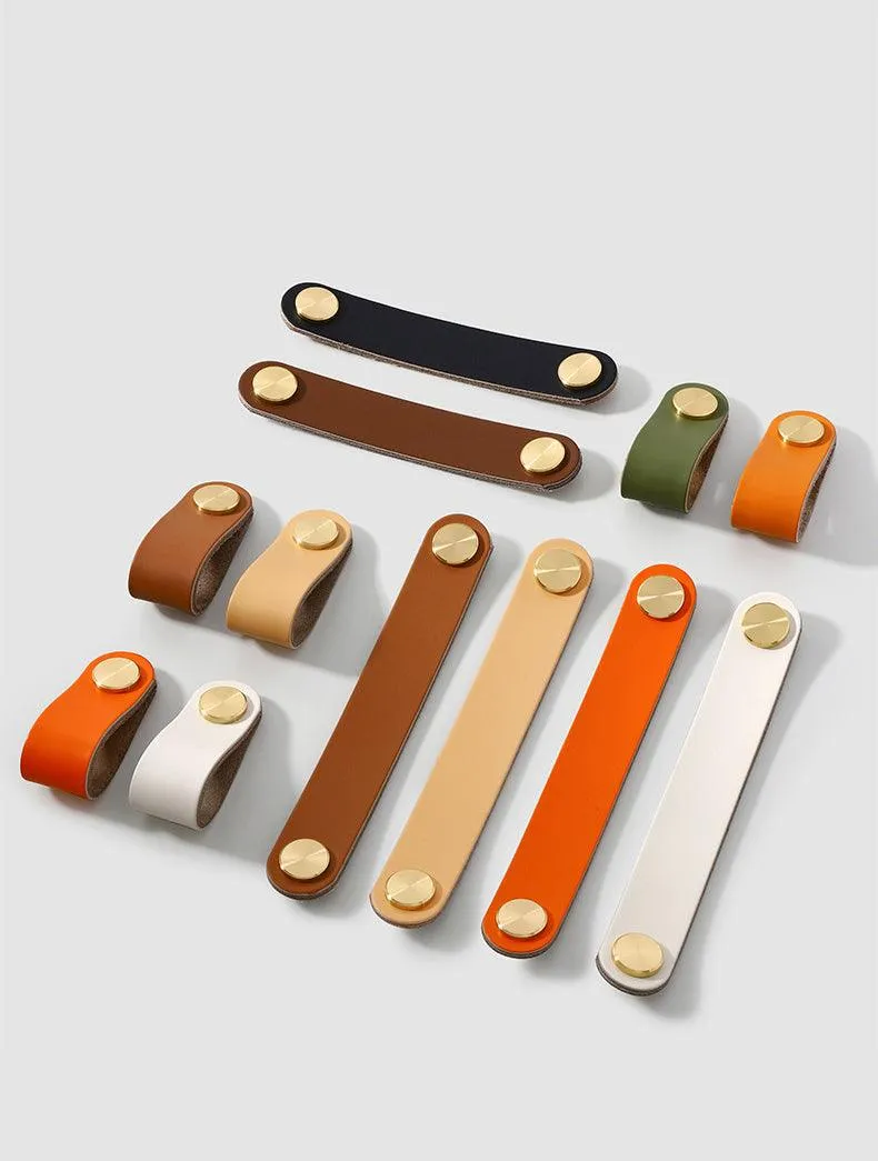 brass leather door handle
