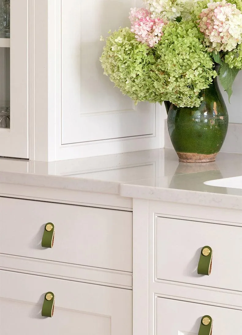 brass leather door handle