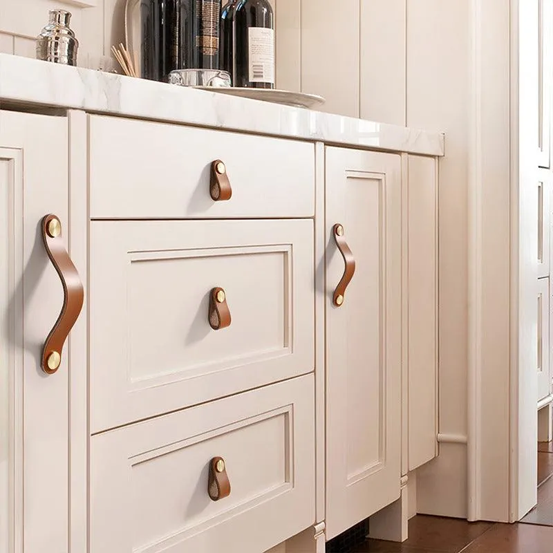 brass leather door handle