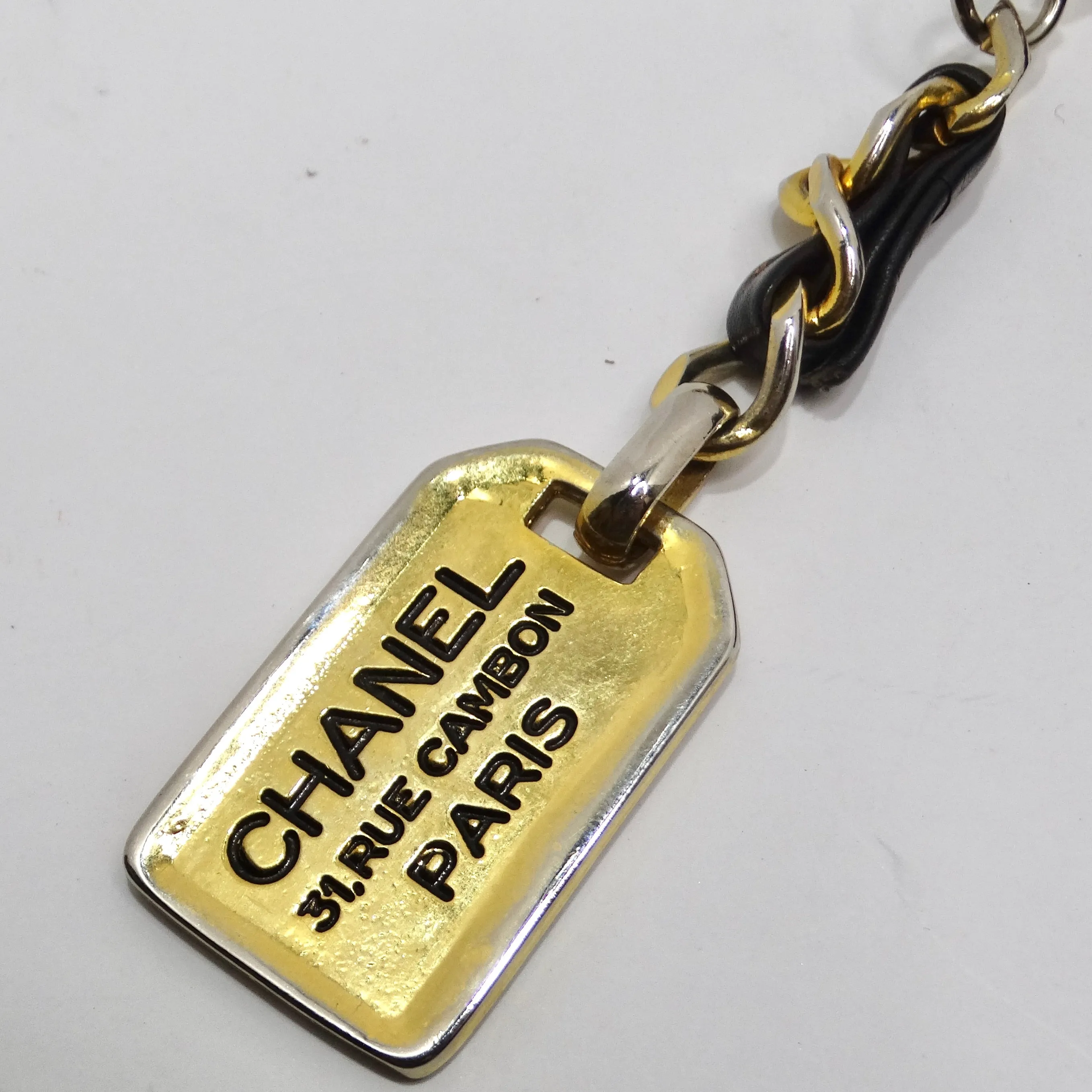 Chanel 1990s 31 Rue Cambon Black Leather Chain Belt