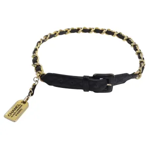 Chanel 1990s 31 Rue Cambon Black Leather Chain Belt