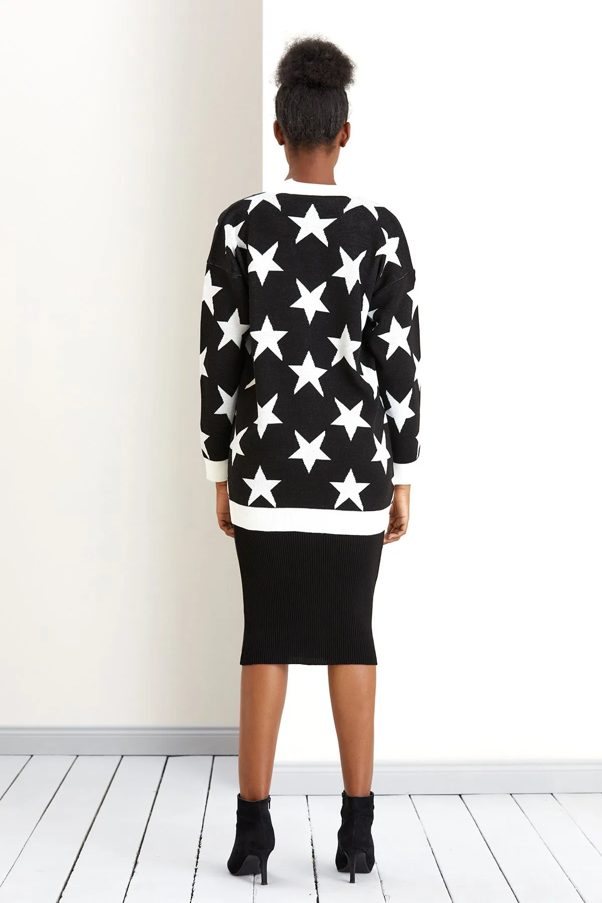 Classic Black Knitted Midi & Cardigan Duo
