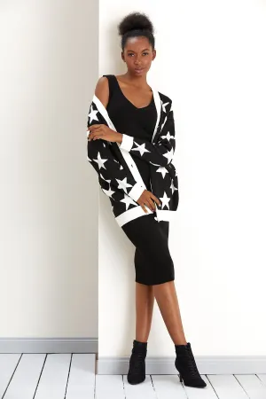 Classic Black Knitted Midi & Cardigan Duo