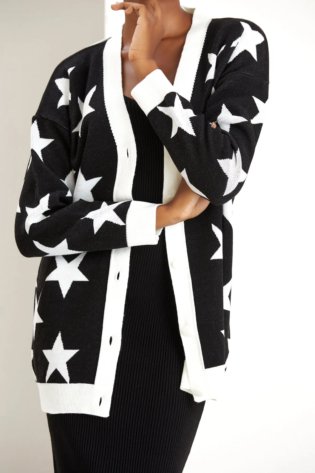Classic Black Knitted Midi & Cardigan Duo