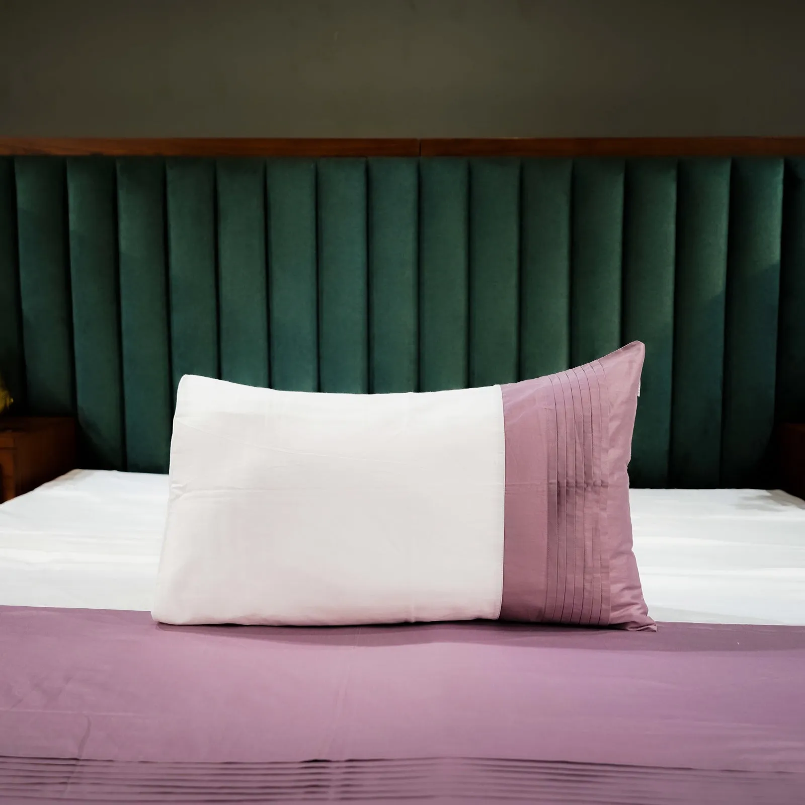 Colorplay Stripe| Designer Bed Sheet Set| WhitexLavender| 100%Cotton