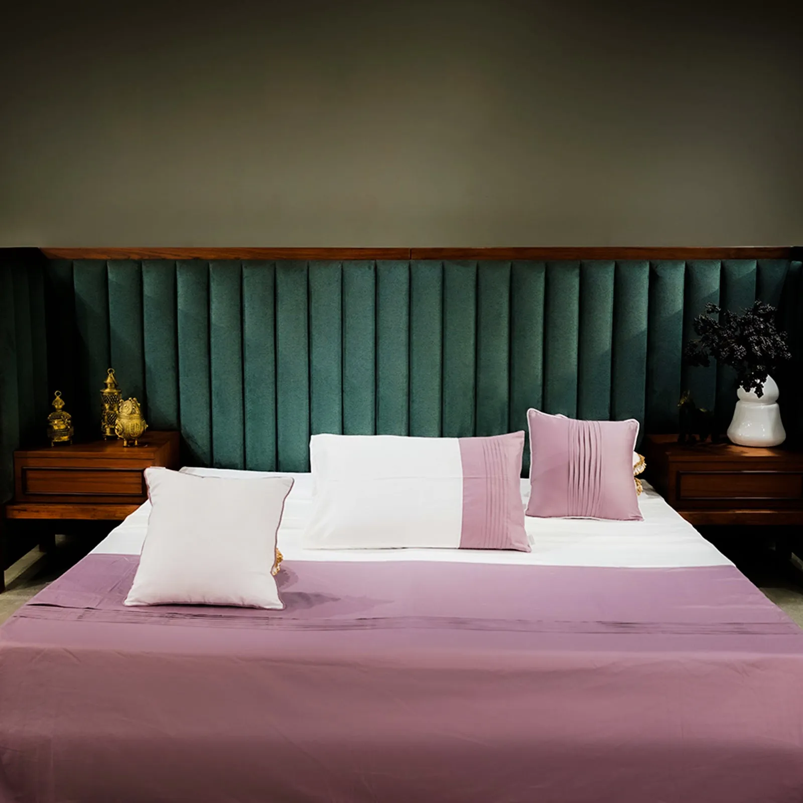 Colorplay Stripe| Designer Bed Sheet Set| WhitexLavender| 100%Cotton