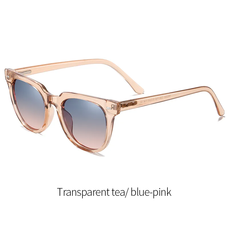 Duncan - Classic UV400 Protective Polarized Beach Sunglasses - Transparent Tea/Blue Pink