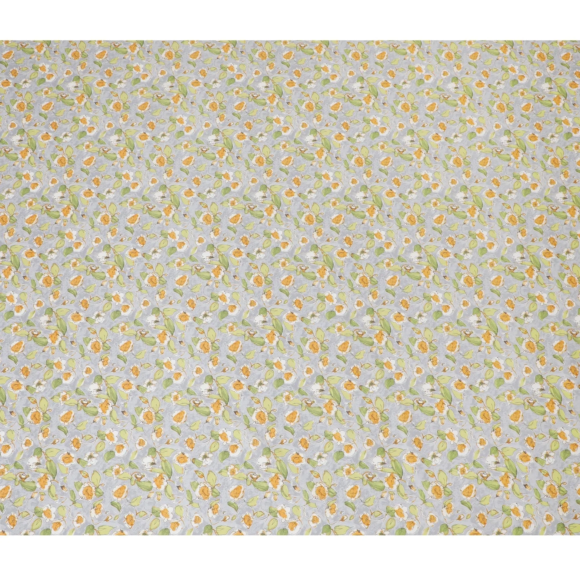 Elegant Gray Floral Cotton Lawn Fabric with Yellow and White Blossoms, 110 cm Wide, Japanese Design-D19547