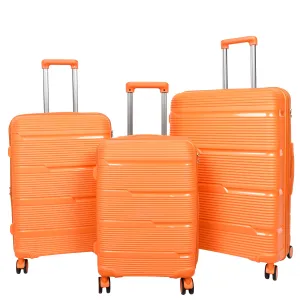 Expandable Hard Shell Luggage PP 8 Wheels Suitcases TSA Lock Travel Bags Titan Orange