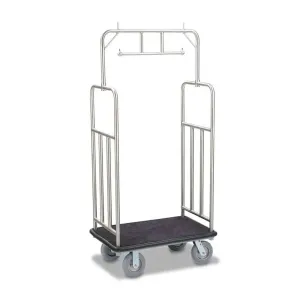Forbes Industries 2479 37" Specialty Luggage Cart Standard Brushed Stainless Steel Superstructure, Gray Cushion Wheels.