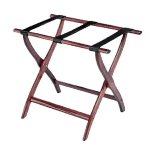 Forbes Industries 904-LO 24" Oak Luggage Rack, Light Finish, With Brown Poly Straps