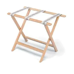 Forbes Industries 934-LO 24" Oak Luggage Rack, Light Finish, With Brown Poly Straps