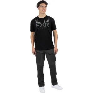 FXR  Mens Antler Premium T-Shirt Tee Short Sleeve Cotton Casual Black Grey