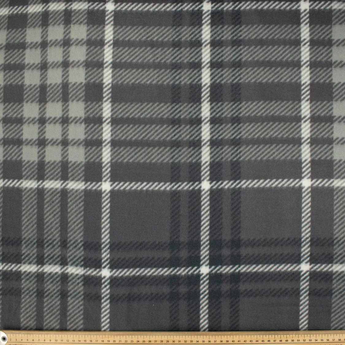 Grey & White Checks Printed Polar Fleece #11