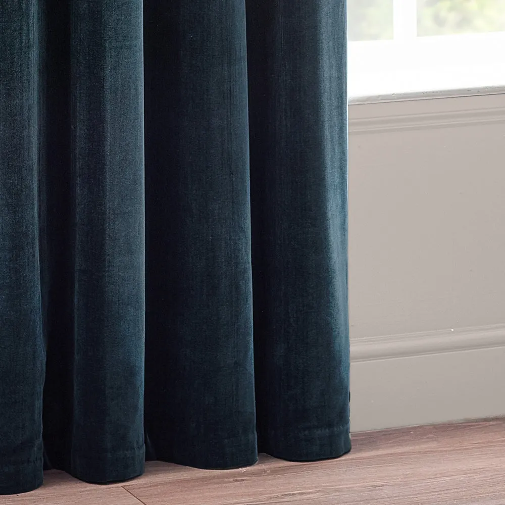 Heavy Chenille Room Darkening Eyelet Curtains Navy