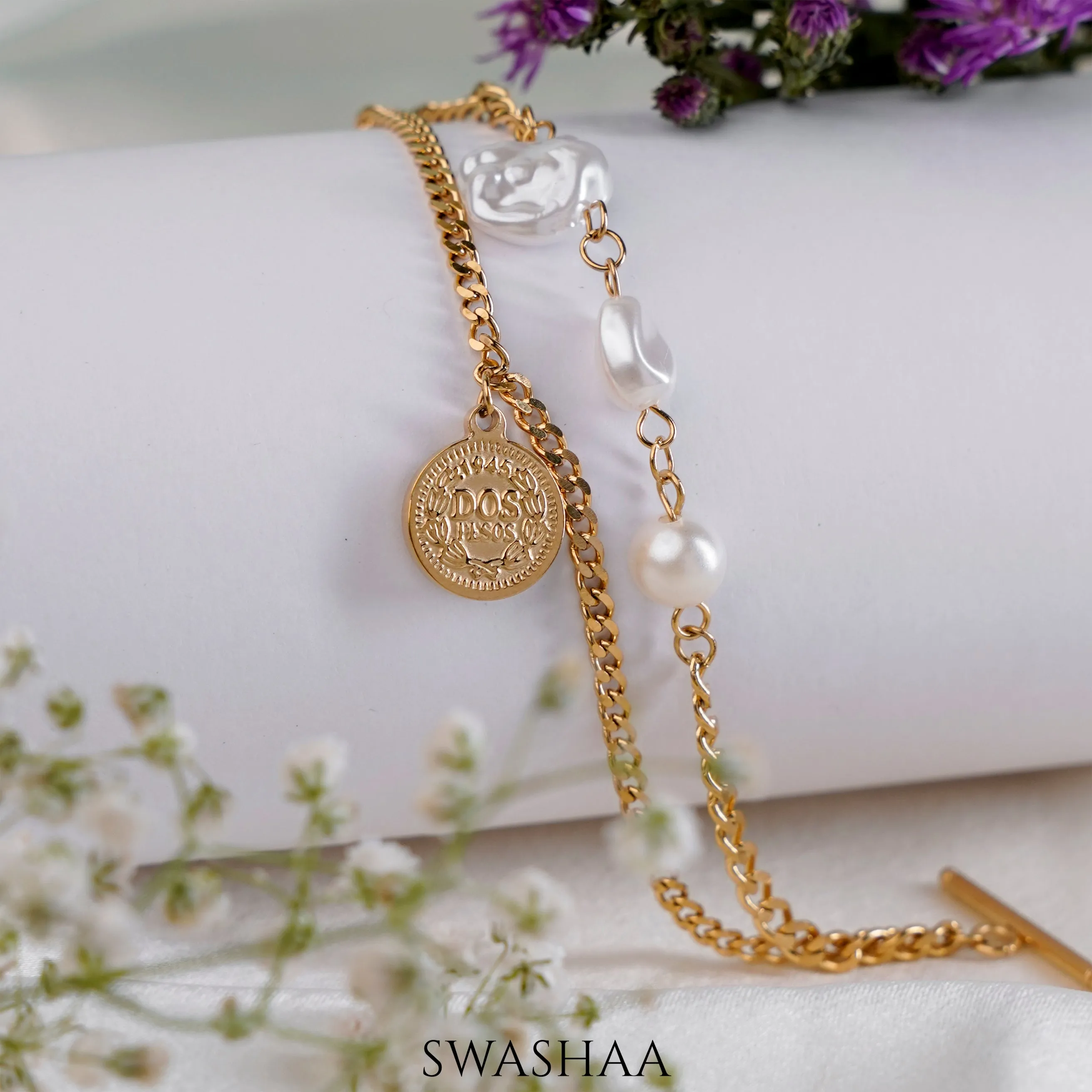 Kinna Pearl 18K Gold Plated Bracelet