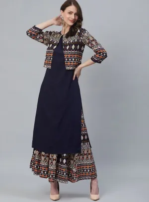 Kurti With Palazzo And Jacket Set