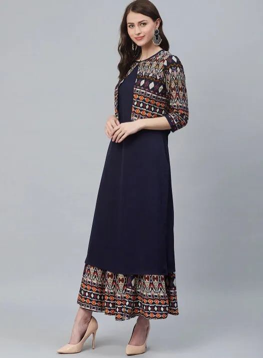 Kurti With Palazzo And Jacket Set
