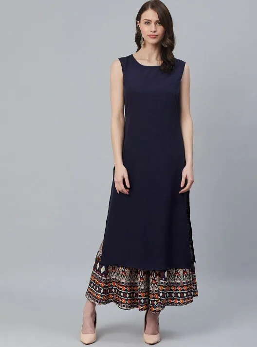 Kurti With Palazzo And Jacket Set