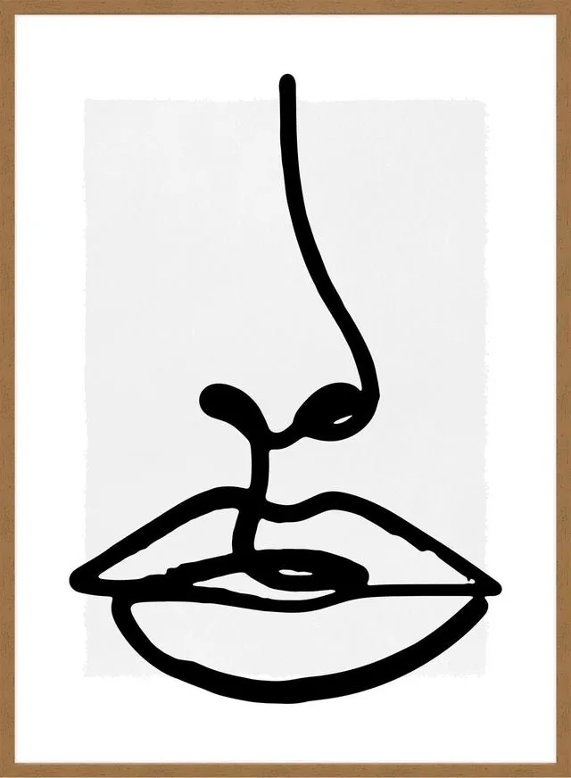 Lips Drawing Black And White Print