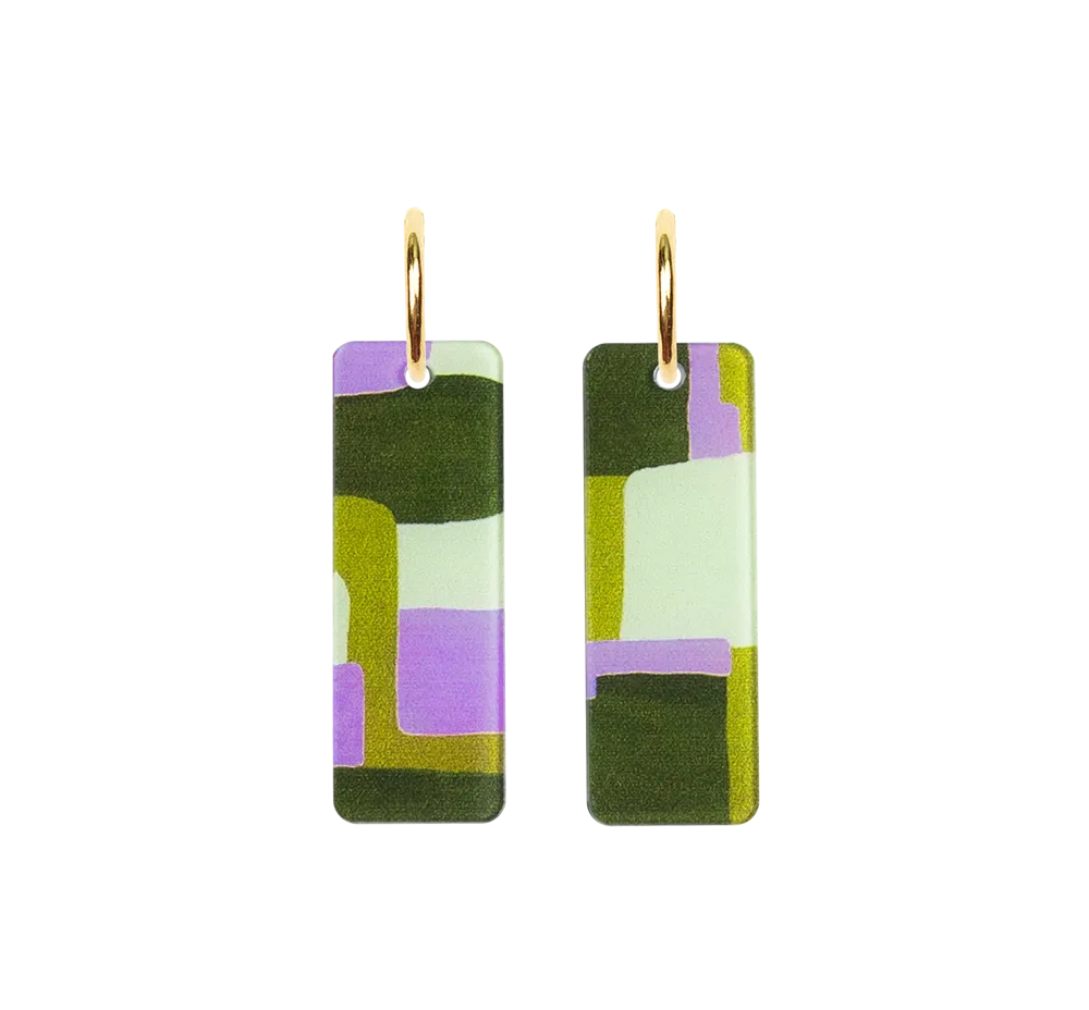 Moderne Mondaine - Olive and Lilac Earrings