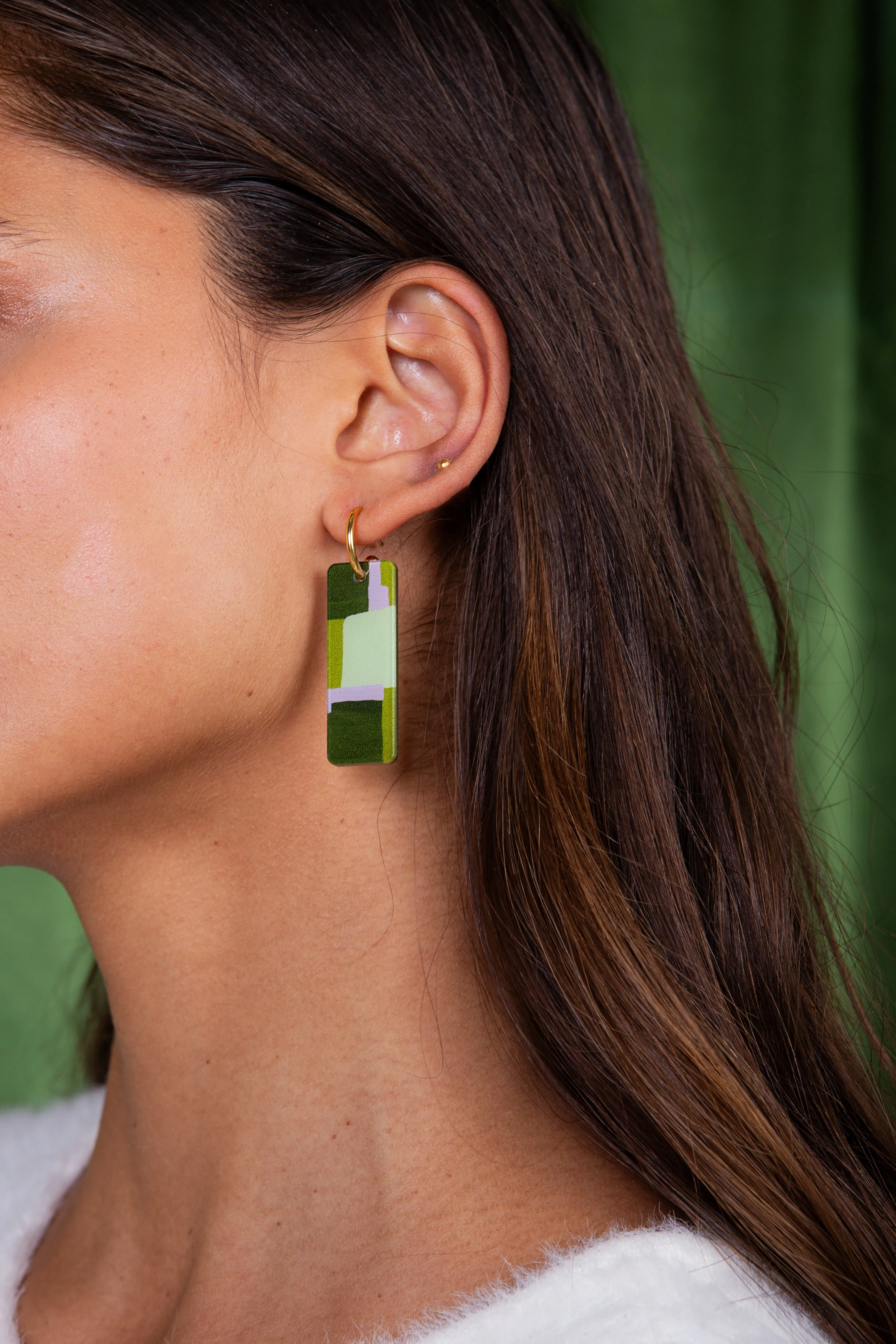 Moderne Mondaine - Olive and Lilac Earrings