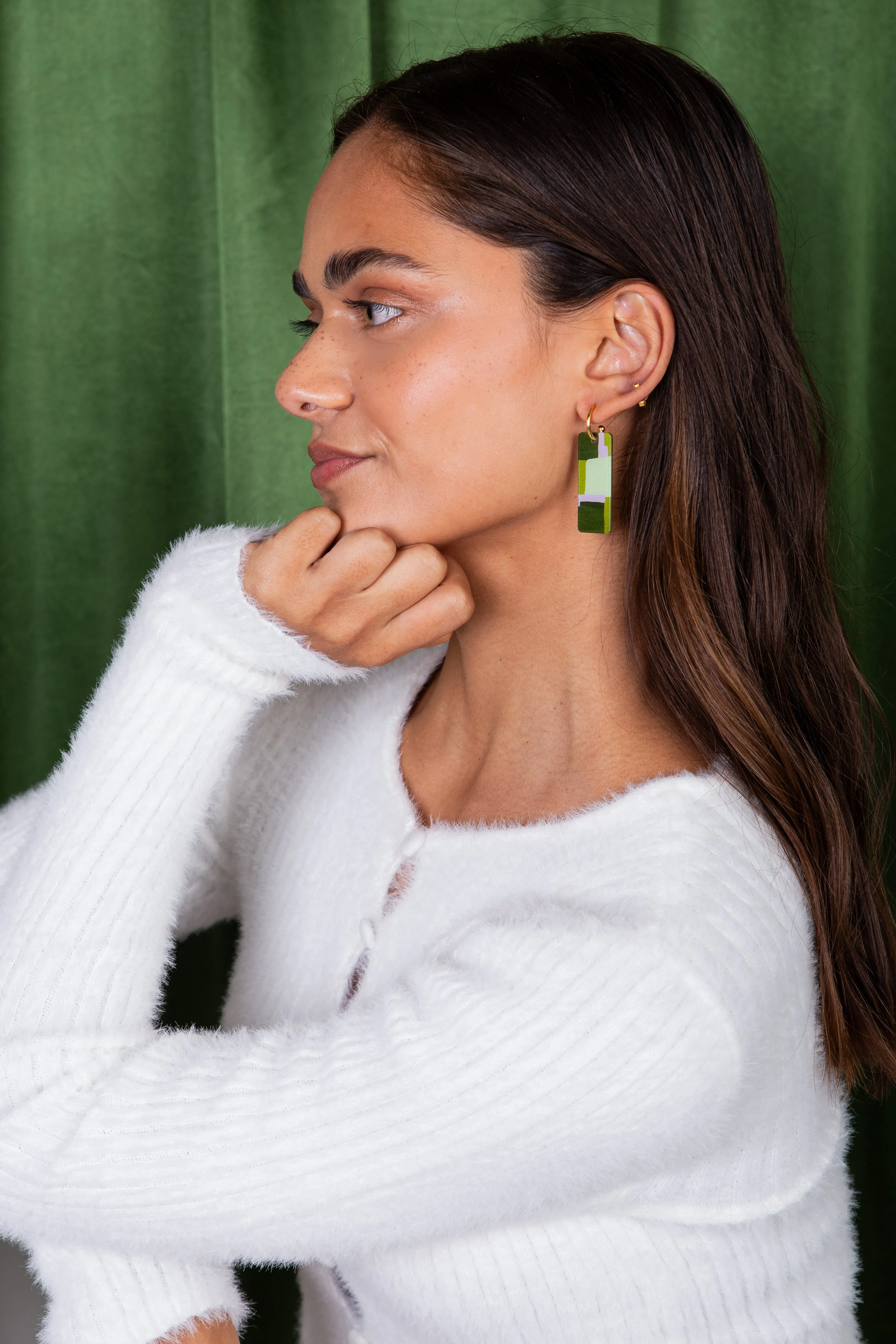 Moderne Mondaine - Olive and Lilac Earrings
