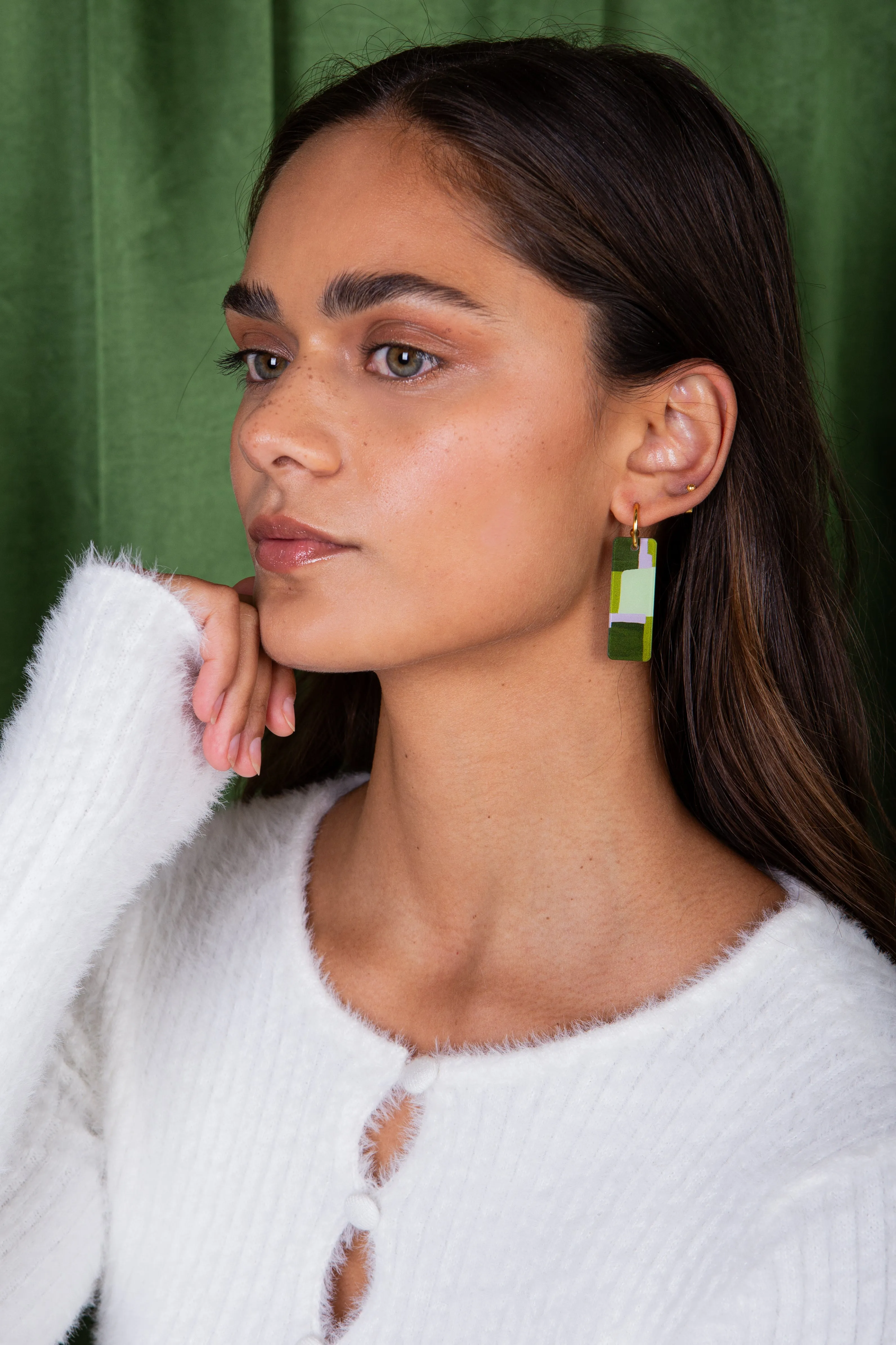 Moderne Mondaine - Olive and Lilac Earrings