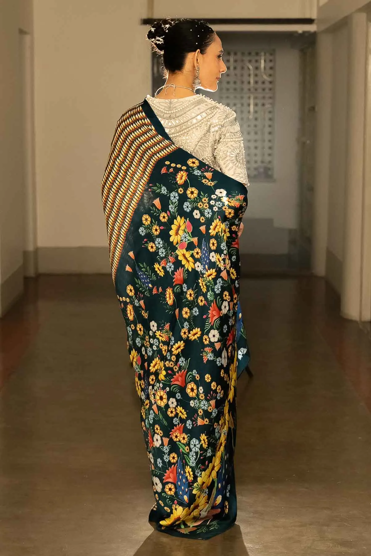 Multicolor Geometric Print Saree